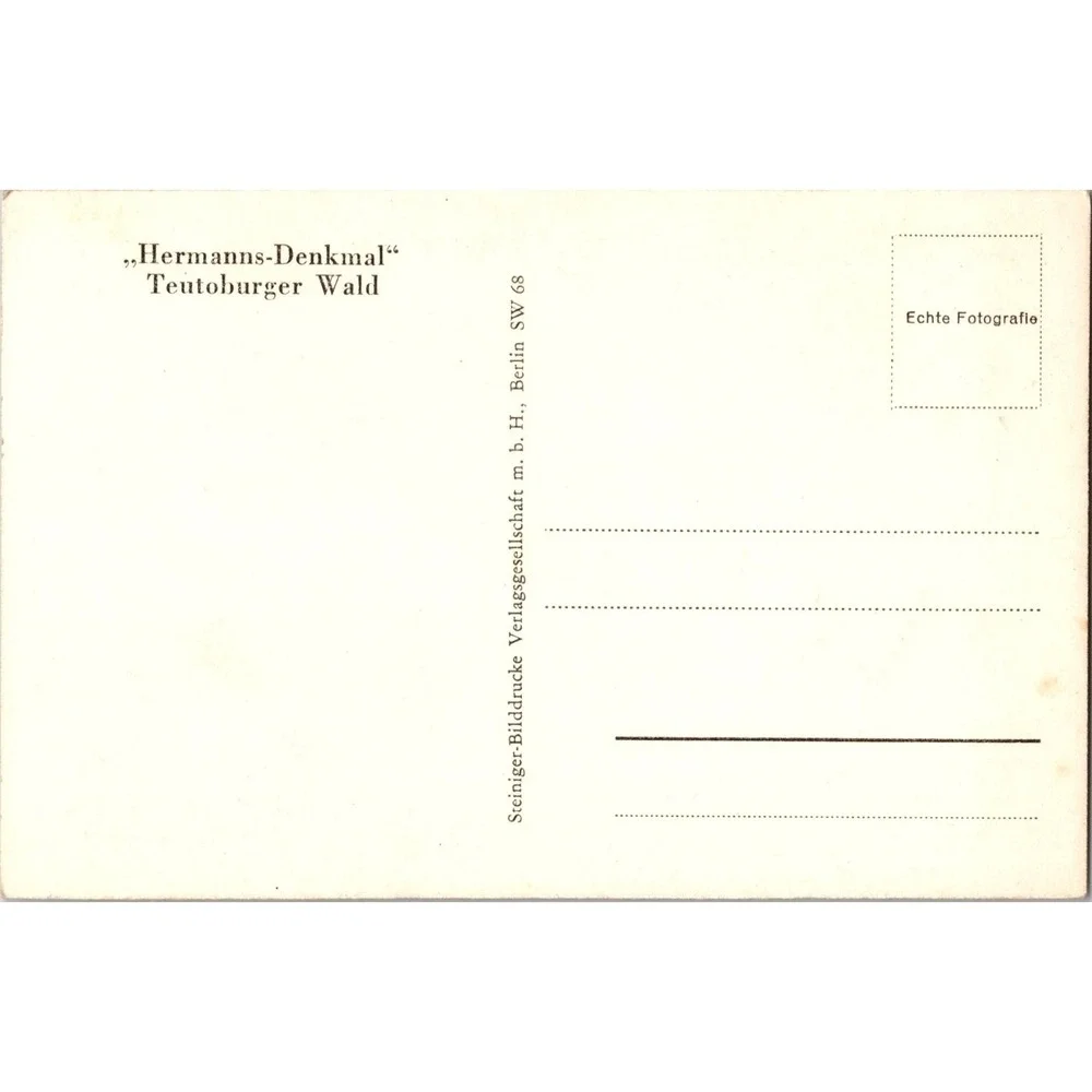 Vintage Hermann Monument Teutoburger Wald Black & White‎ Postcard